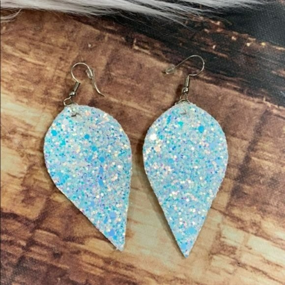 RELISTED Iridescent White Glitter Earrings - Picture 3 of 4